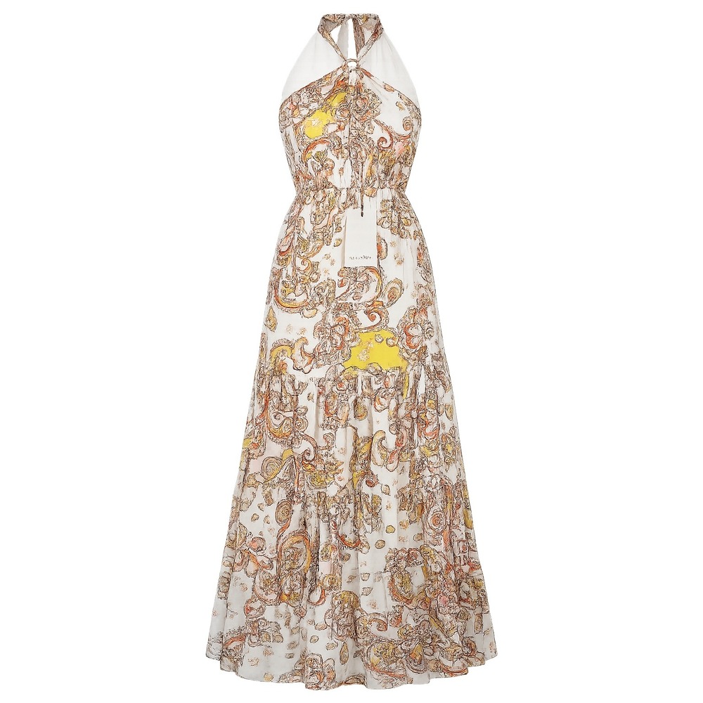 Hale Bob NWT Large Paisley Halter Maxi Dress Tiered Boho Resort Cruise Boho Luxe